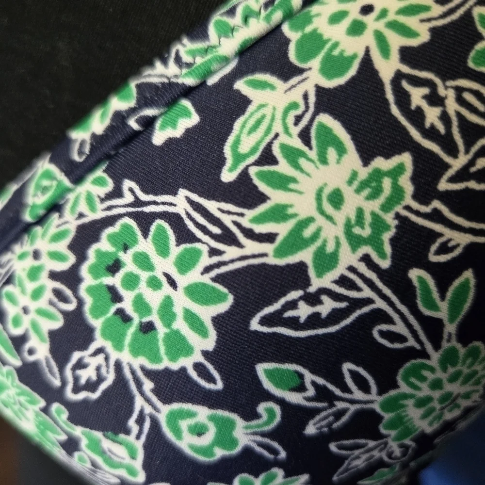J.Crew Floral Ruffle Shoulder Bikini Top Navy Green Size Small NWT Swimwear Swim